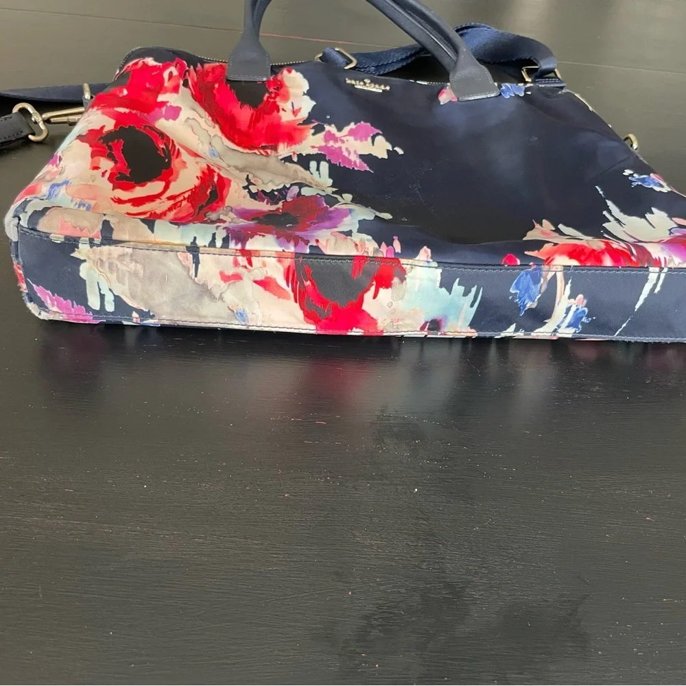 Kate Spade Blake Avenue Navy and Floral Nylon Daveney Laptop Bag